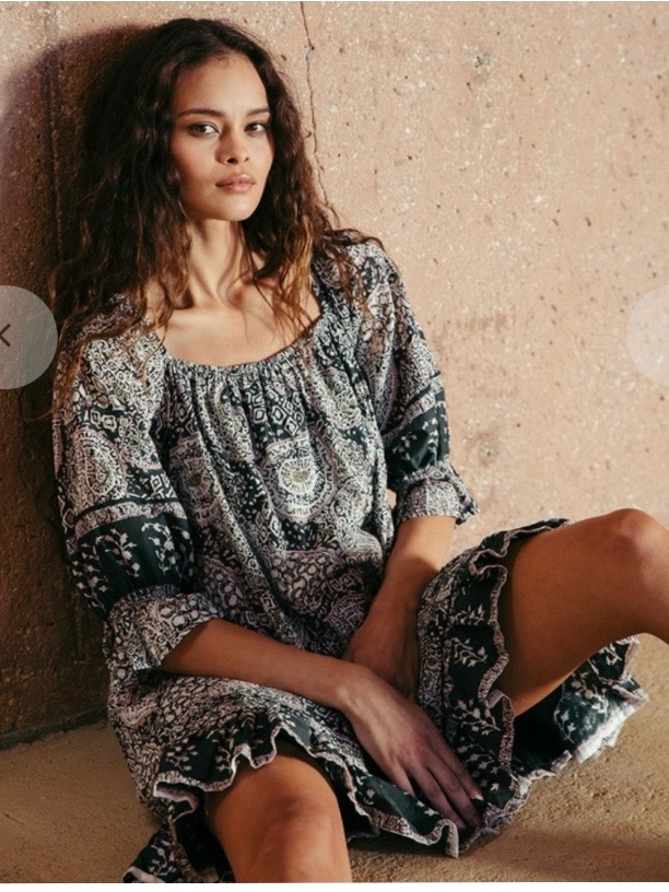 Cleobella Organic Cotton Printed Tie-Back Mini Dress